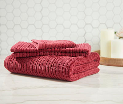 Deep Red Performance Rib Bath Towel