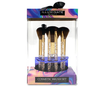Purple 7-Piece Cosmetic Brush Set & Stand
