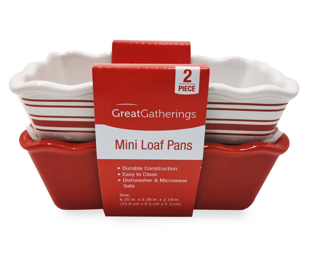 Solid & Stripe Ceramic Mini Loaf Pans, 2-Pack