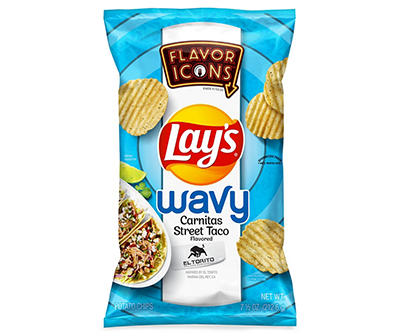 Lay's Wavy Potato Chips Carnitas Street Taco Flavored 7.5 Oz