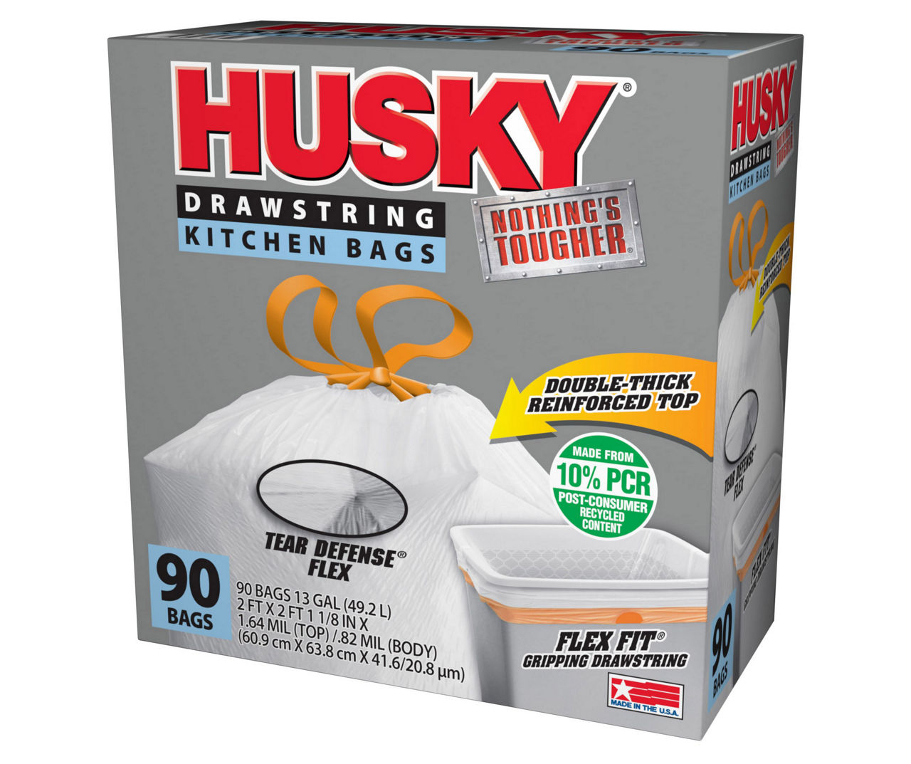 Husky 33 Gallon 0.9 mil Kitchen Drawstring Trash Bags, 42 Count