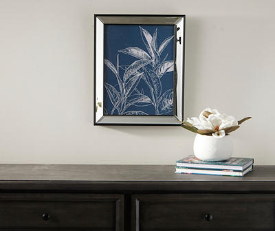 Blue Plant Mirror-Framed Wall Art