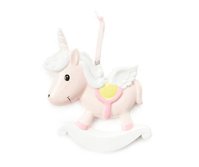 Pink & White Rocking Unicorn Ornament