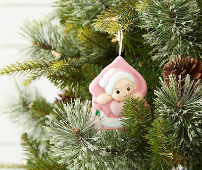 Pink & White Baby Ornament