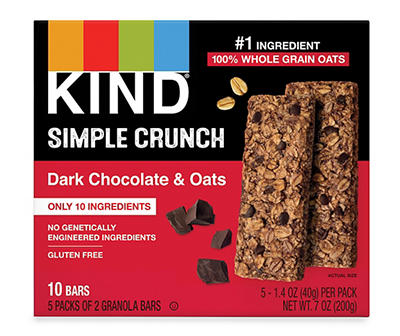 Simple Crunch Dark Chocolate & Oats Granola Bars, 5-Pack