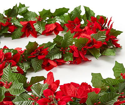 New 6 Ft Poinsettia Christmas Garland Decor String By Winter Wonder Lane Floral 