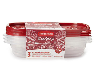 TakeAlongs Mule Spice 4 Cup Rectangles Containers, 3-Pack