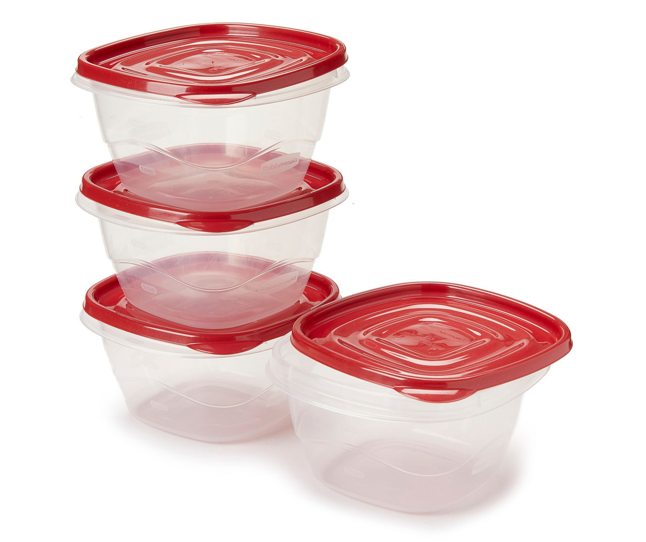 Rubbermaid Easy Find Lid Square 5-Cup Food Storage Container Pack of 3, Red Vented