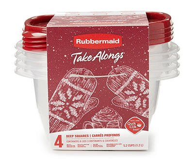 TakeAlongs Mule Spice 5.2 Cup Deep Squares Containers, 4-Pack