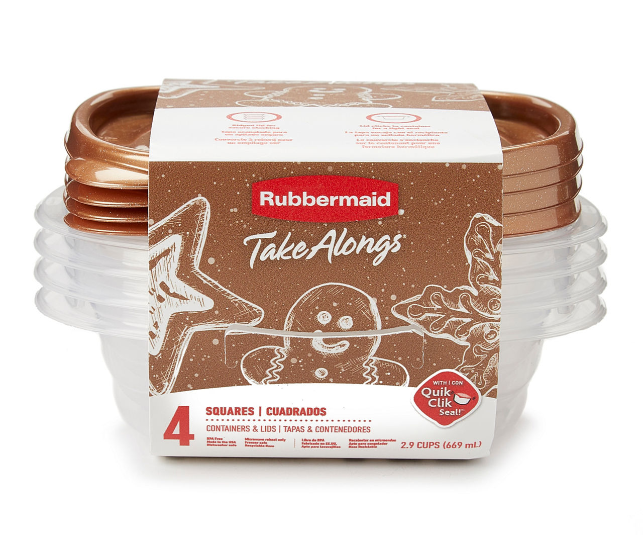 Rubbermaid TakeAlongs Toffee Nut 4 Cup Rectangle 3-Container Storage Set