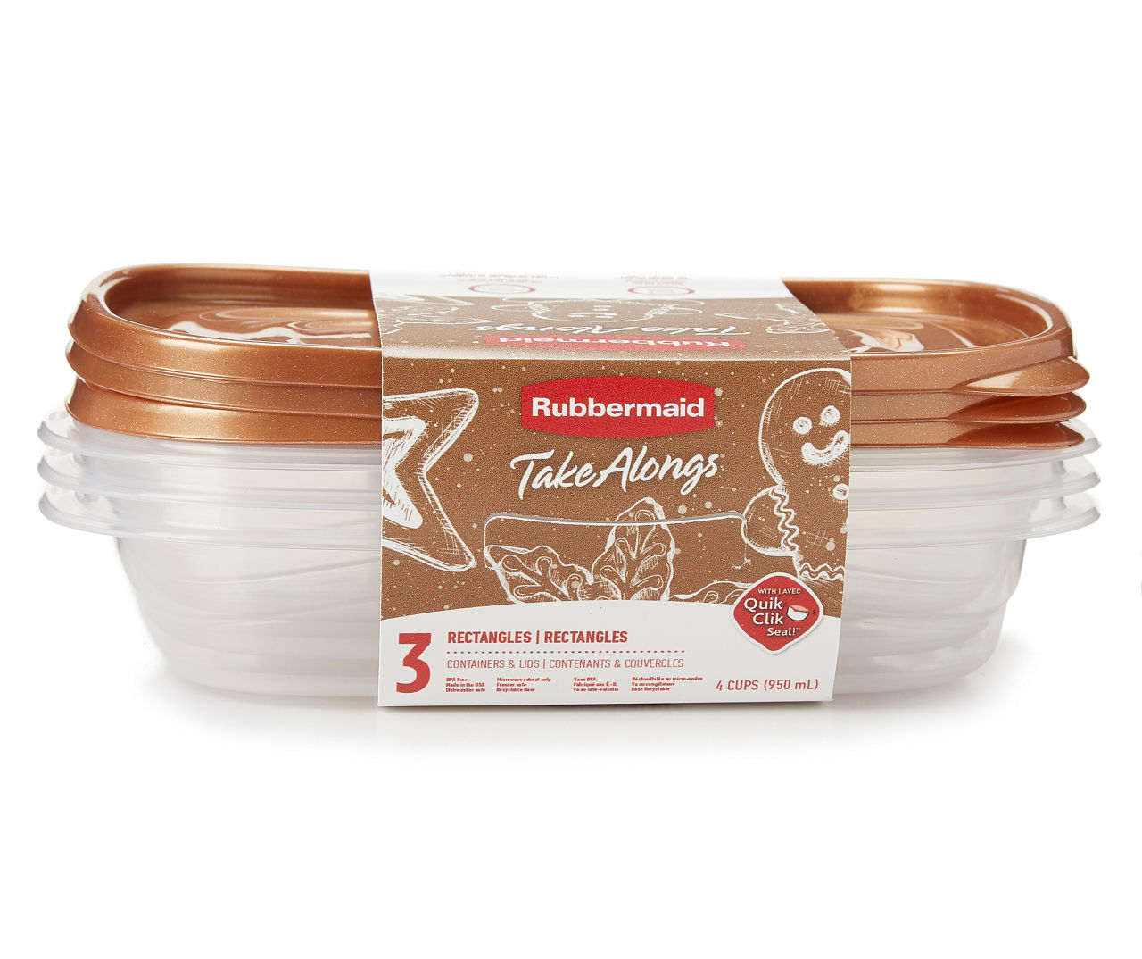 TakeAlongs Toffee Nut 5.2 Cup Deep Squares Containers, 4-Pack