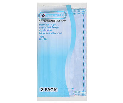 Unisex 3-Ply Disposable Face Masks, 3-Pack
