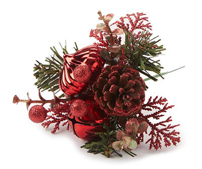 Red Bell & Pinecone Decor Pick