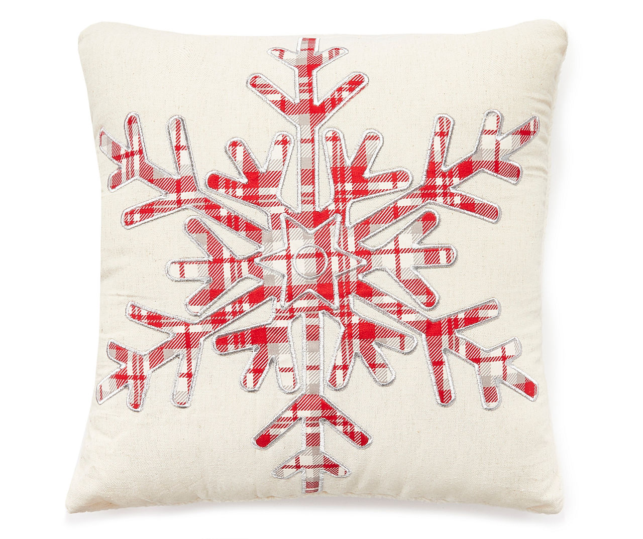 Beige Snowflake Christmas Throw Pillow