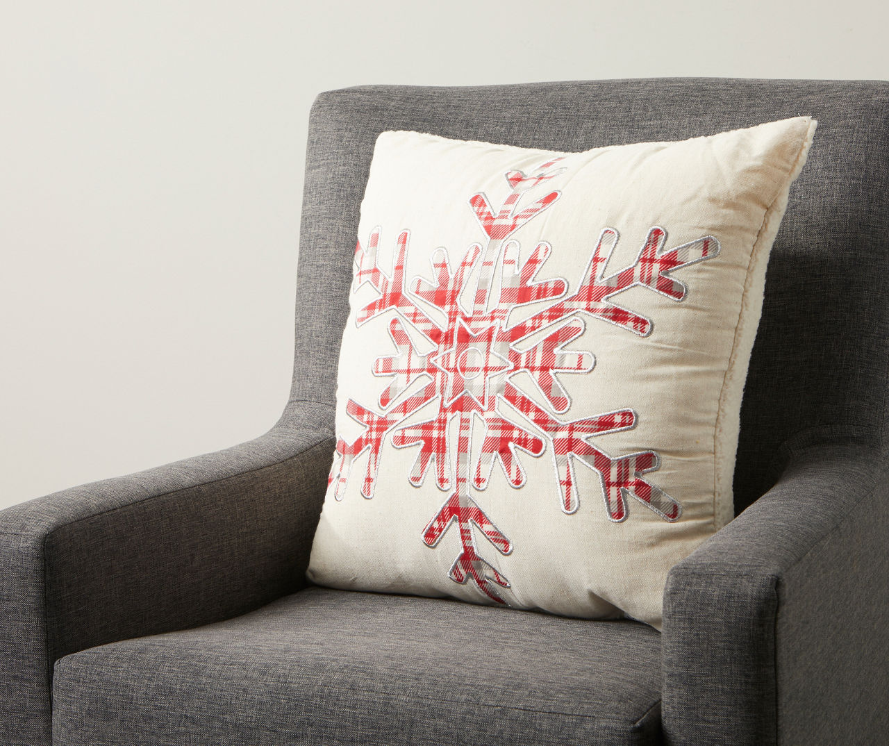 Beige Snowflake Christmas Throw Pillow