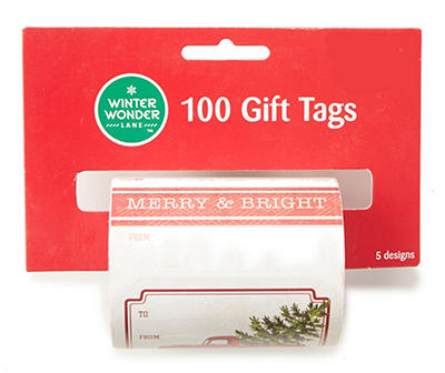 Yule Tidings Peel & Stick Gift Tags, 100-Count