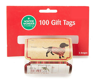 Folk Peel & Stick Gift Tags, 100-Count