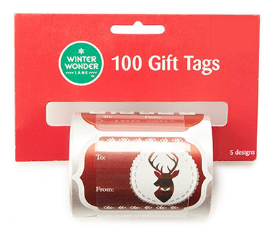 Red Rustic Peel & Stick Gift Tags, 100-Count