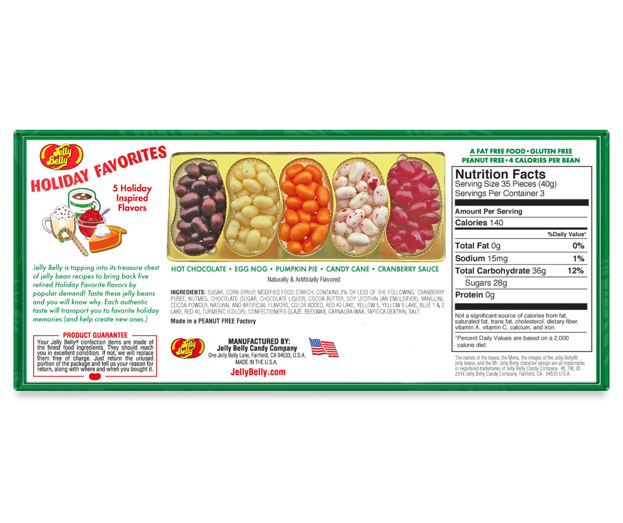 Jelly Belly Holiday Favorites Five Flavor Gift Box - 4.25 Ounces of Jelly  Beans in 5 Holiday Flavors