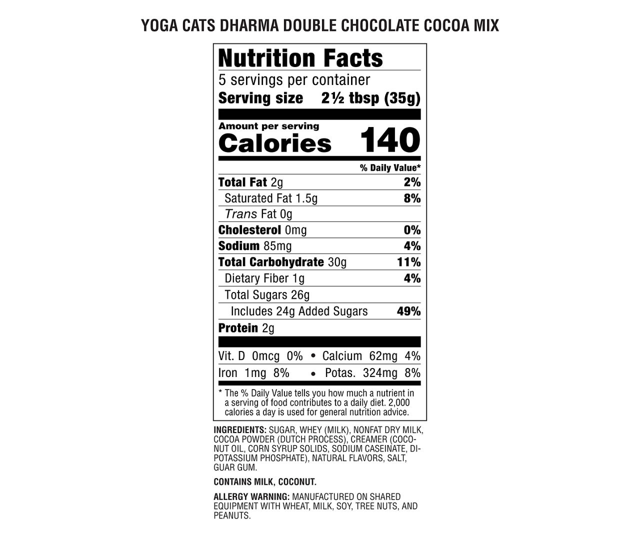 Yoga Cats Dharma Double Chocolate Cocoa Mix, 7 Oz. | Big Lots