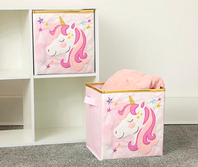 Pink Unicorn Fabric Storage Bin