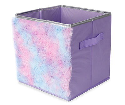 Purple Tie Dye Fur Fabric Storage Bin