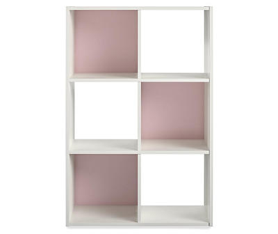 White & Pink 6-Cube Storage Cubby