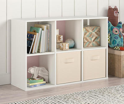 White & Pink 6-Cube Storage Cubby