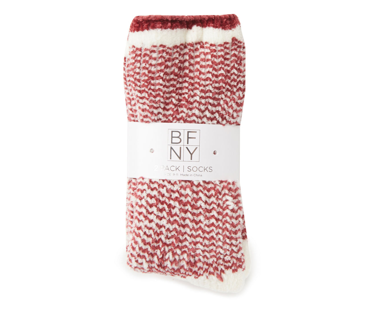 Red & Ivory Chenille 2-Piece Socks Set