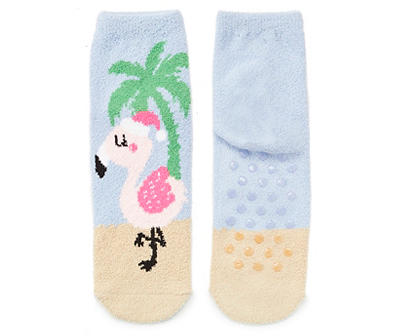 Tropical Flamingo Holiday Slipper Socks