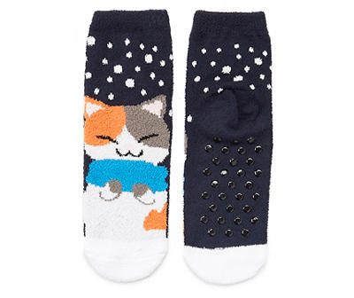 Calico Cat Holiday Slipper Socks