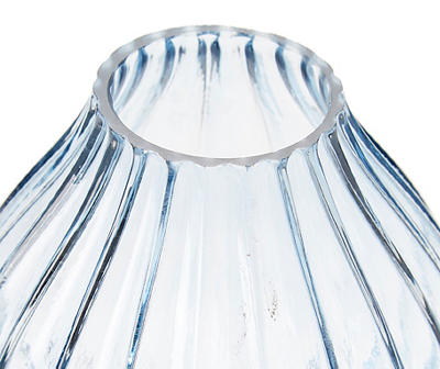 CT 6.5IN RIBBED GLASS VASE BLUE