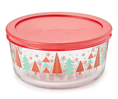 Holiday Trees 4-Cup Glass Food Storage Container