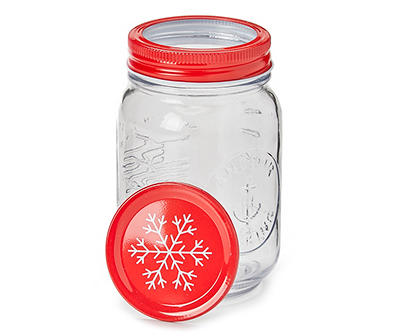 Glass Jar with Snowflake Lid, 16 Oz.