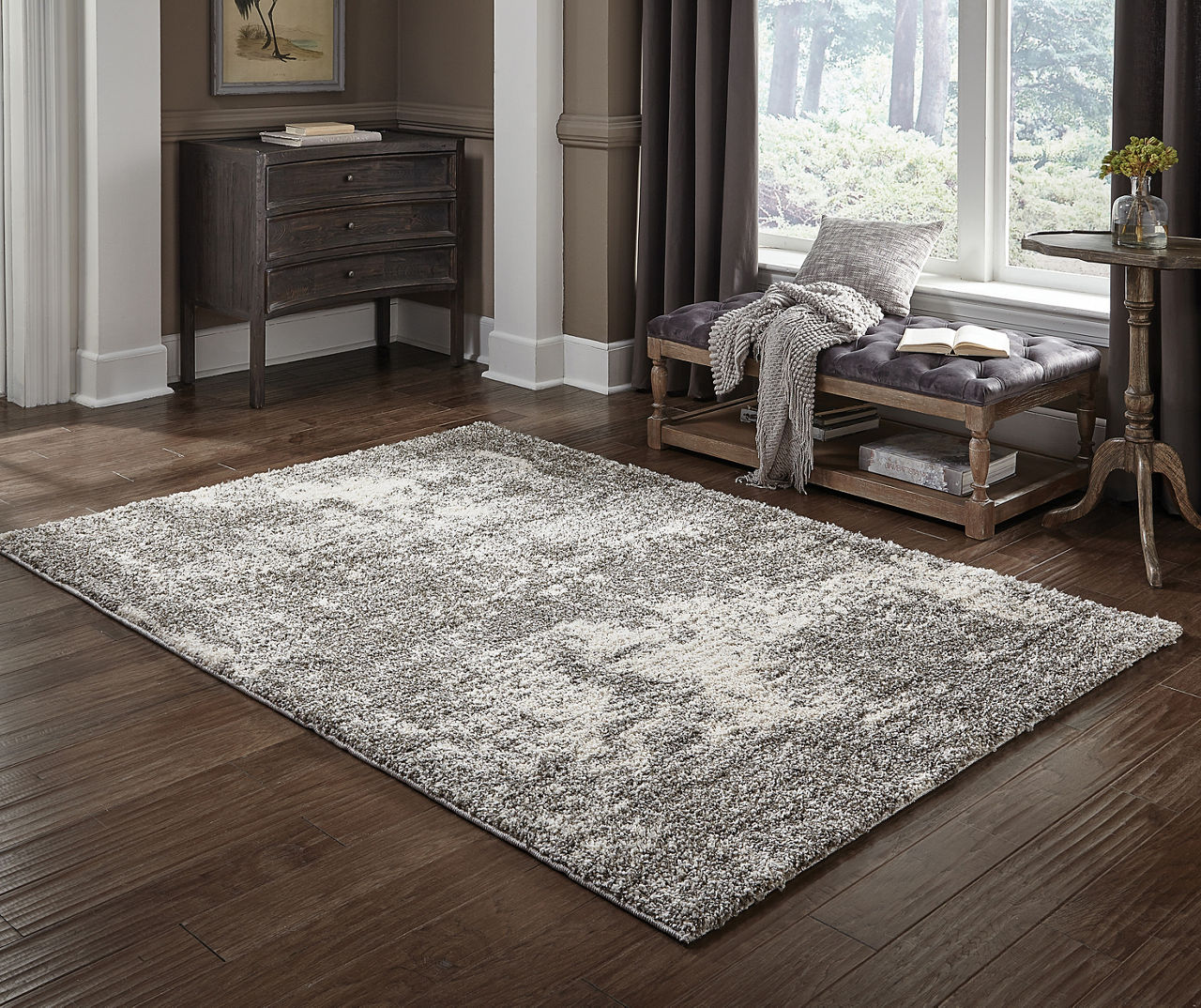 Buckingham Abstract Shag Area Rug, (5'3