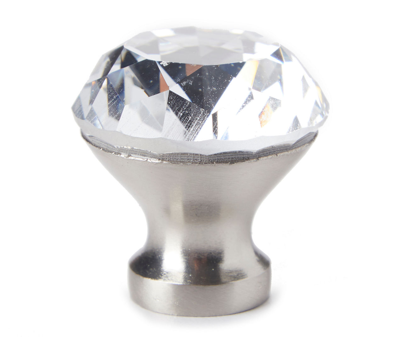 Half-Round Nickel Crystal Drawer Knobs, 6-Pack