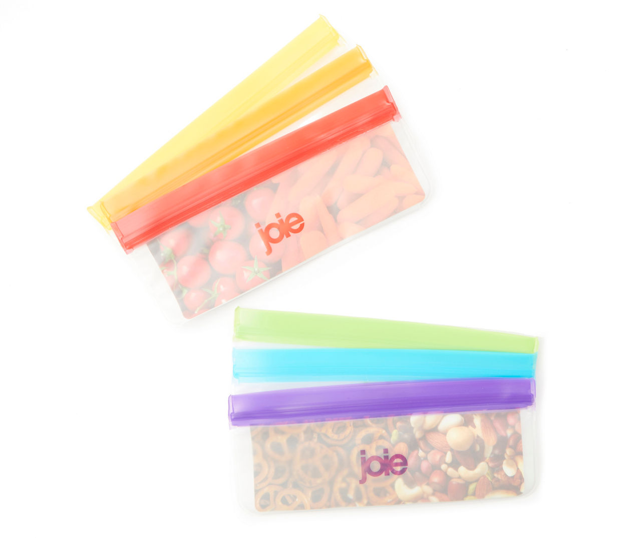 Joie Silicone Reusable Snack Bags, Assorted Pack of 8 Leak-Proof