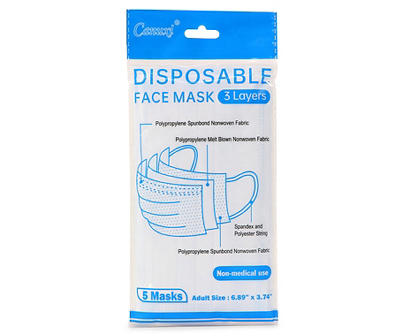 5 CT DISPOSABLE FACE MASK 3 PLY LG