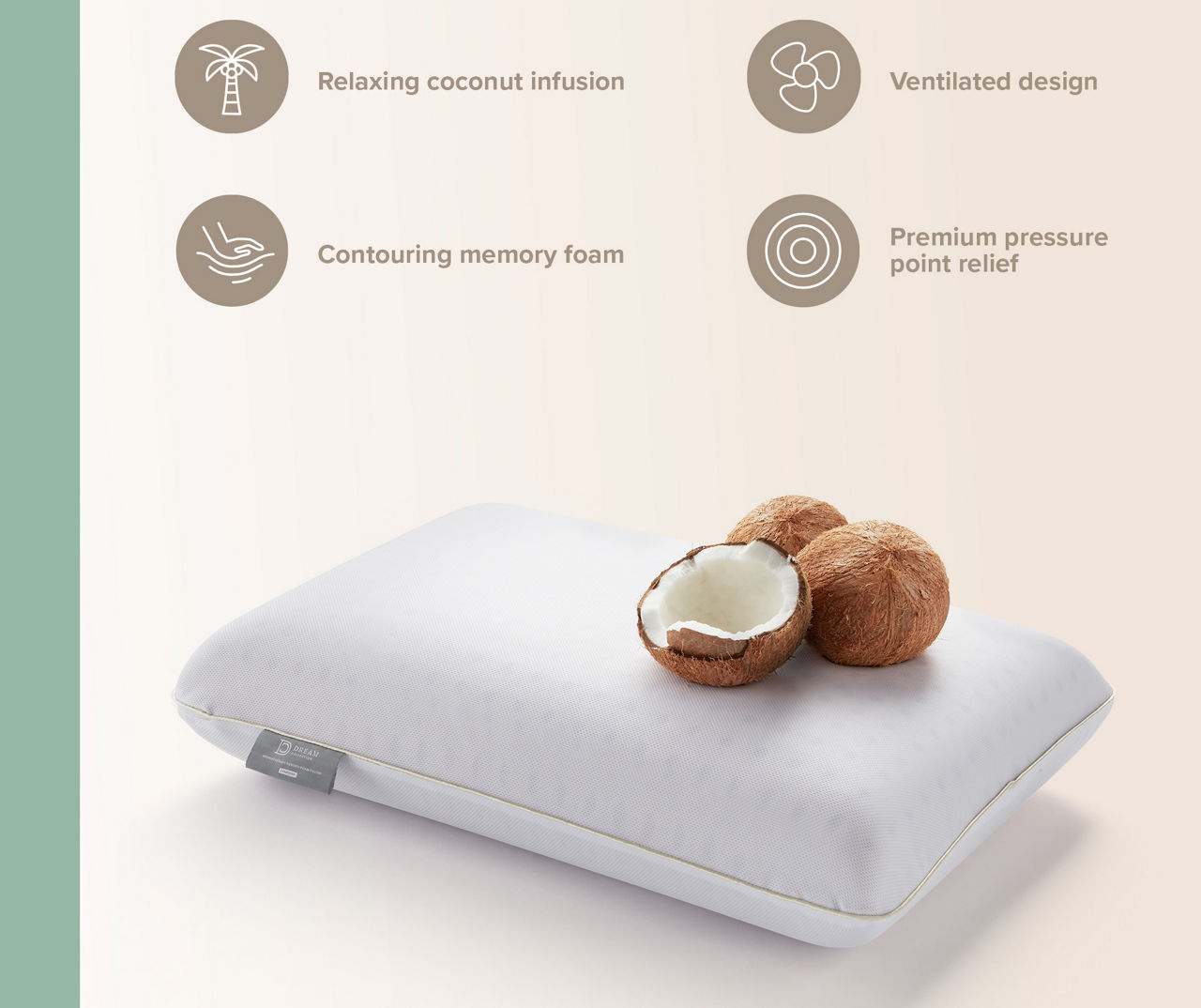 Natural coconut bliss memory foam pillow hotsell