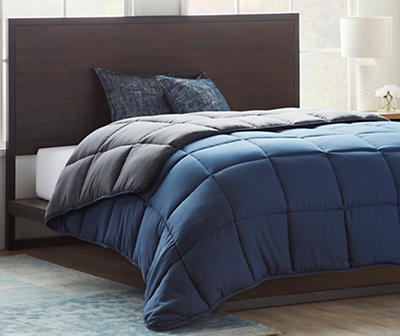 Navy & Graphite Down Alternative Oversized King Reversible Quilted Comforter