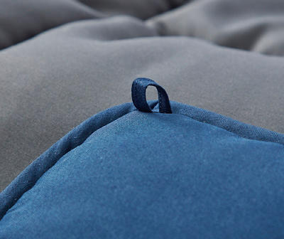 Navy & Graphite Down Alternative Oversize Queen Reversible Quilted Comforter