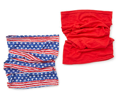 Red American Flag 2-Piece Multi-Wear Neck Gaiters Set
