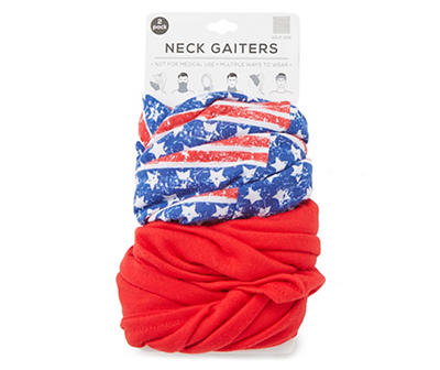 Red American Flag 2-Piece Multi-Wear Neck Gaiters Set