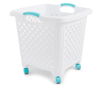 Home Logic White Wheeled Laundry Basket