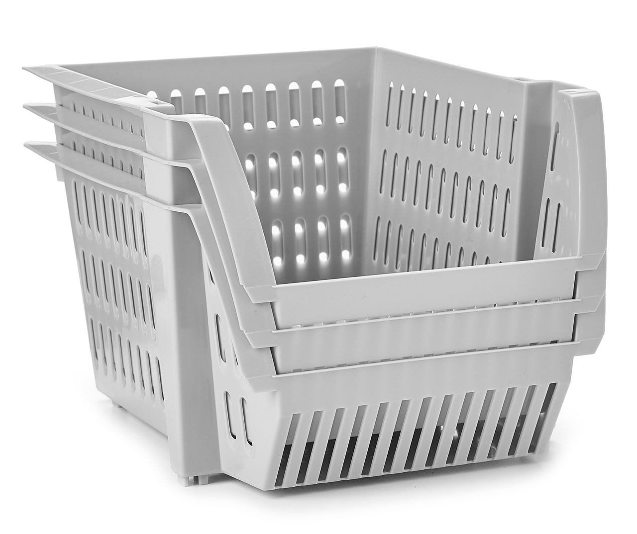 Gray Small Stacking Bins, 3Pack Big Lots