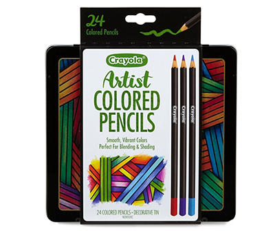 Artist Colored Pencils with Tin, 24-Count