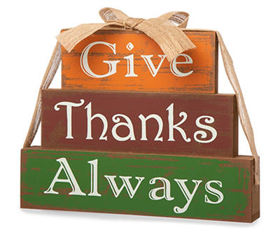 "Give Thanks Always" Block Tabletop Decor