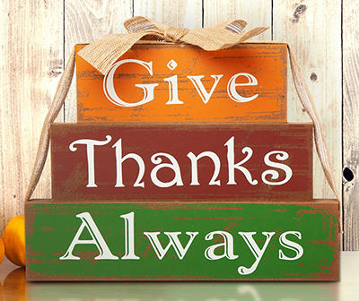 "Give Thanks Always" Block Tabletop Decor