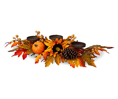 Sunflower & Pumpkin 3-Tier Candle Holder Centerpiece