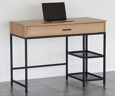 Woodgrain & Metal Single Drawer Desk